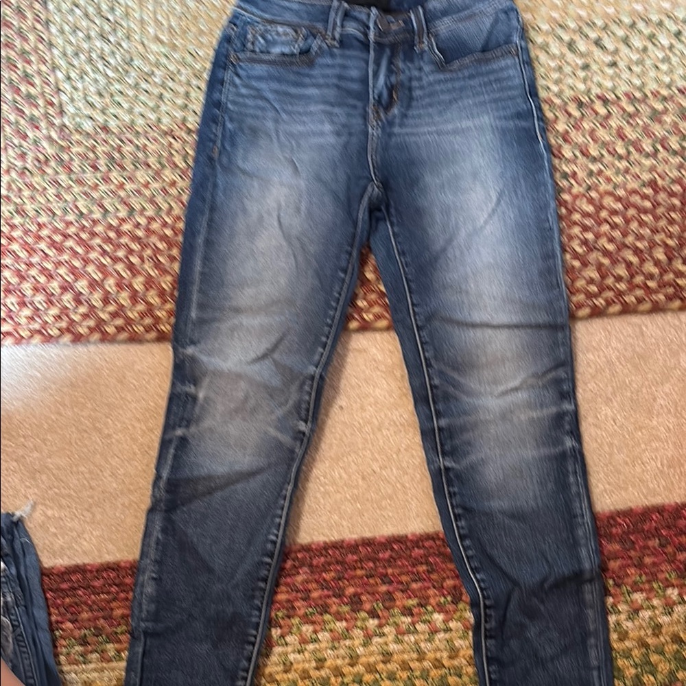 Buckle Blue Skinny Jeans with Distressed Vintage Look